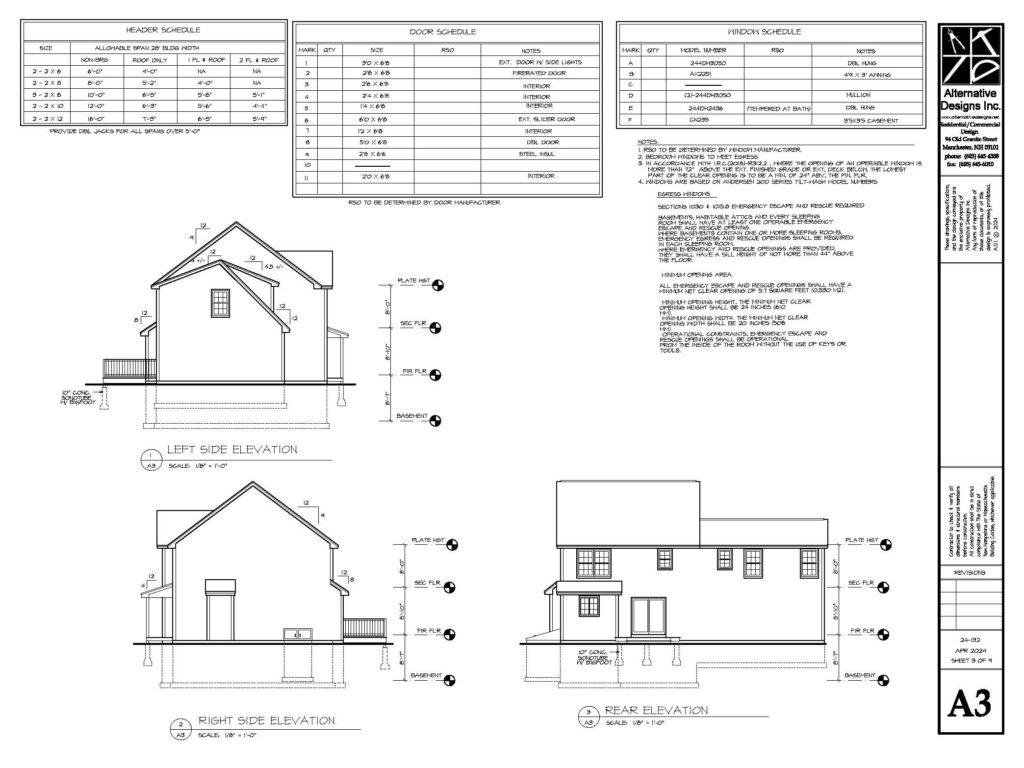 Side and Rear Elevation