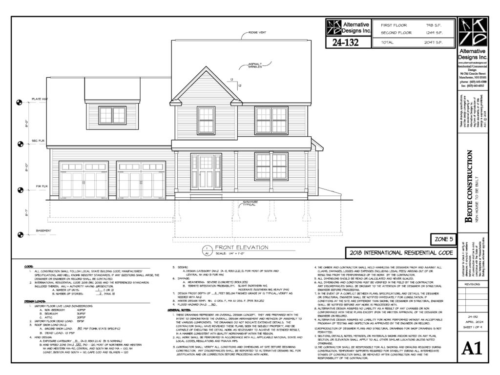 Front Elevation Plan of 10 Hilton Ave